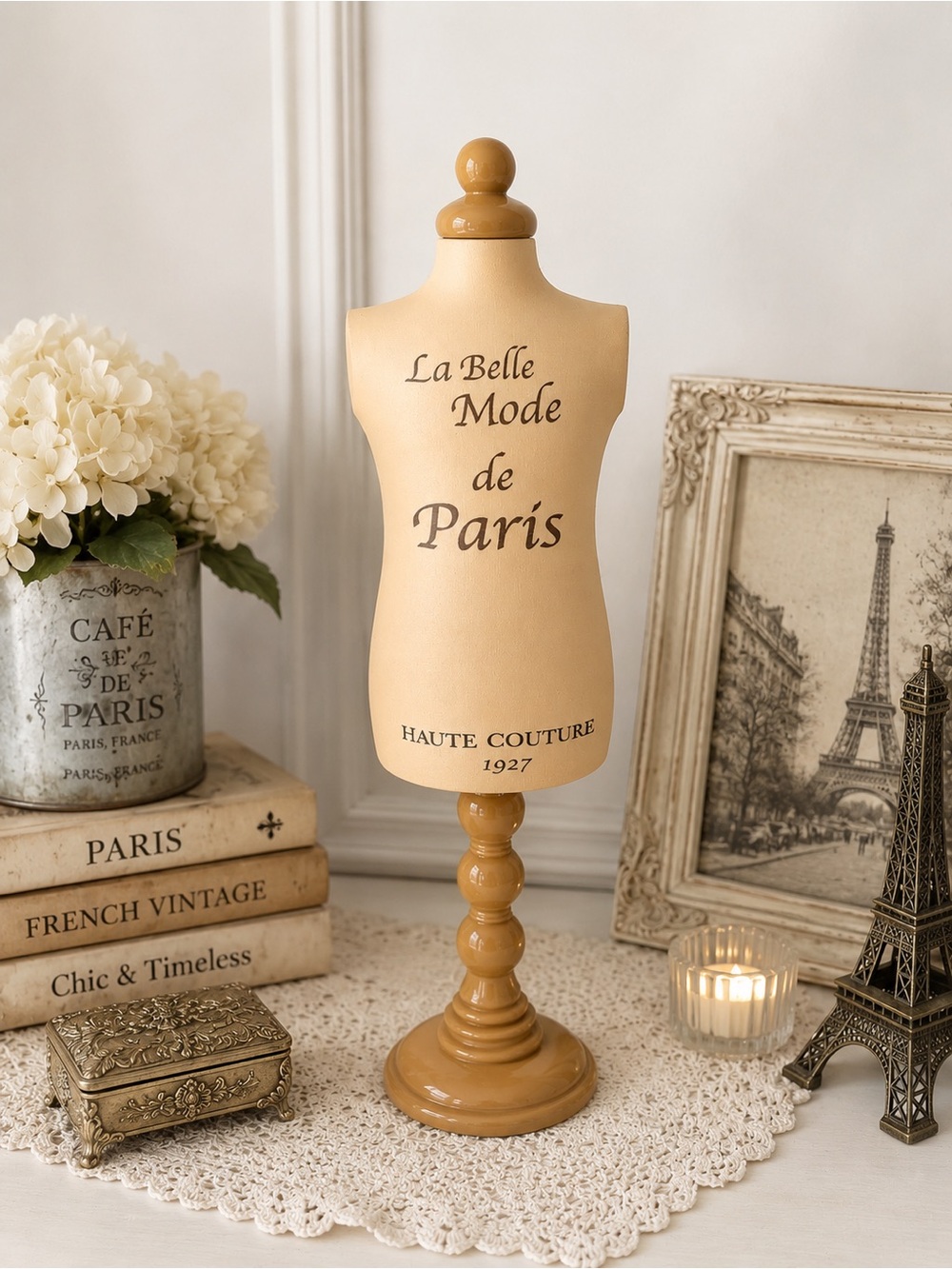 French Dress Form Jewelry Stand Mannequin Plastic Tabletop Display Paris Decor
